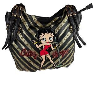 Betty Boop handbag black and gold striped design Vintage Y2K